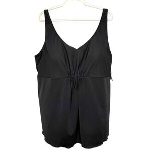 LL Bean Tankini Swim Top Shaping Soft Drape Plus SIze 26W NEW Black